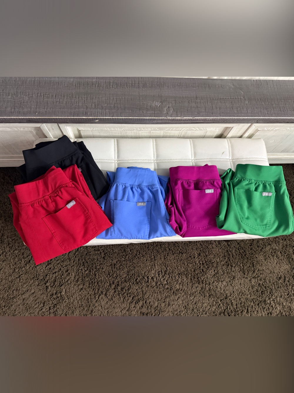 Figs jogger scrub bottoms ONLY — Bright Red, Black, Light Blue, Magenta, Green